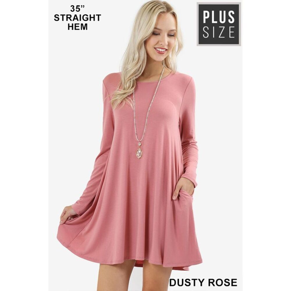 World of Leggings Long Sleeve Plus Size Swing Tunic with Pockets